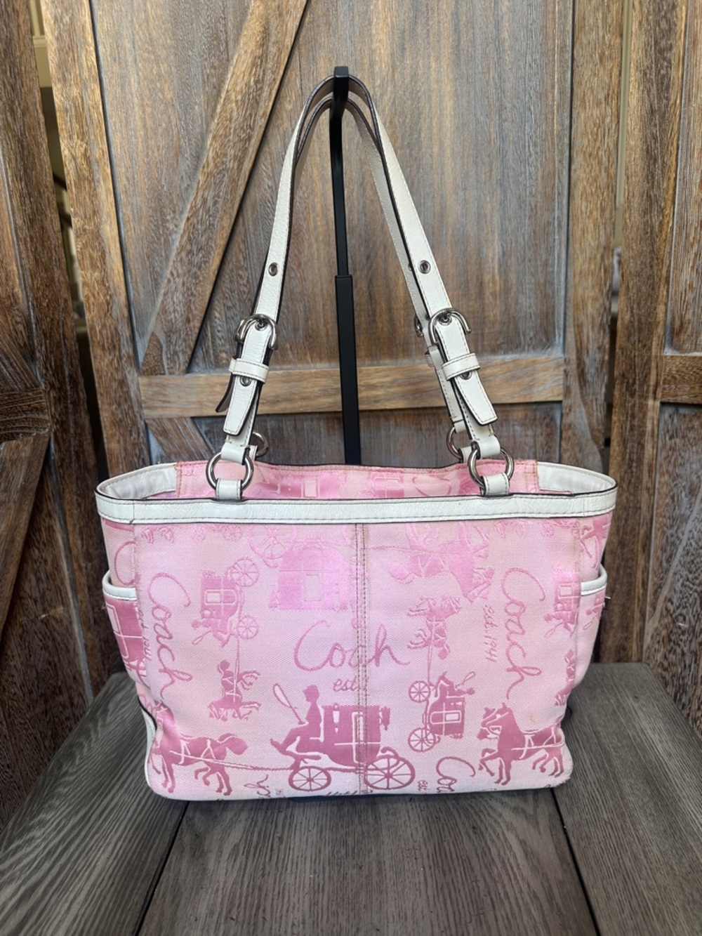 Coach Horse and Carriage Tote with Wallet Light Pink Canvas RARE & HARD TO FIND - Picture 4 of 15